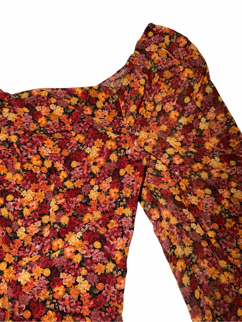 BB Dakota by Steve Madden Rust Floral V-Neck Long Sleeve Crop Top - Picture 4 of 6